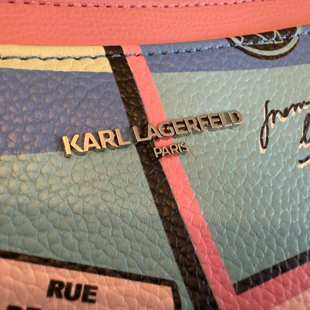 NWT - Brand New Karl Lagerfeld Pink and Blue Leather Crossbody bag - Picture 8 of 8